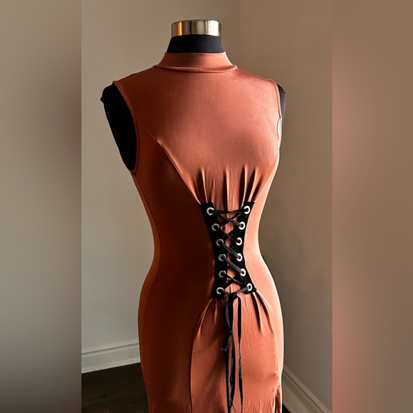 Dresses & Skirts - Corset Lace-Up Dress Burnt Peach